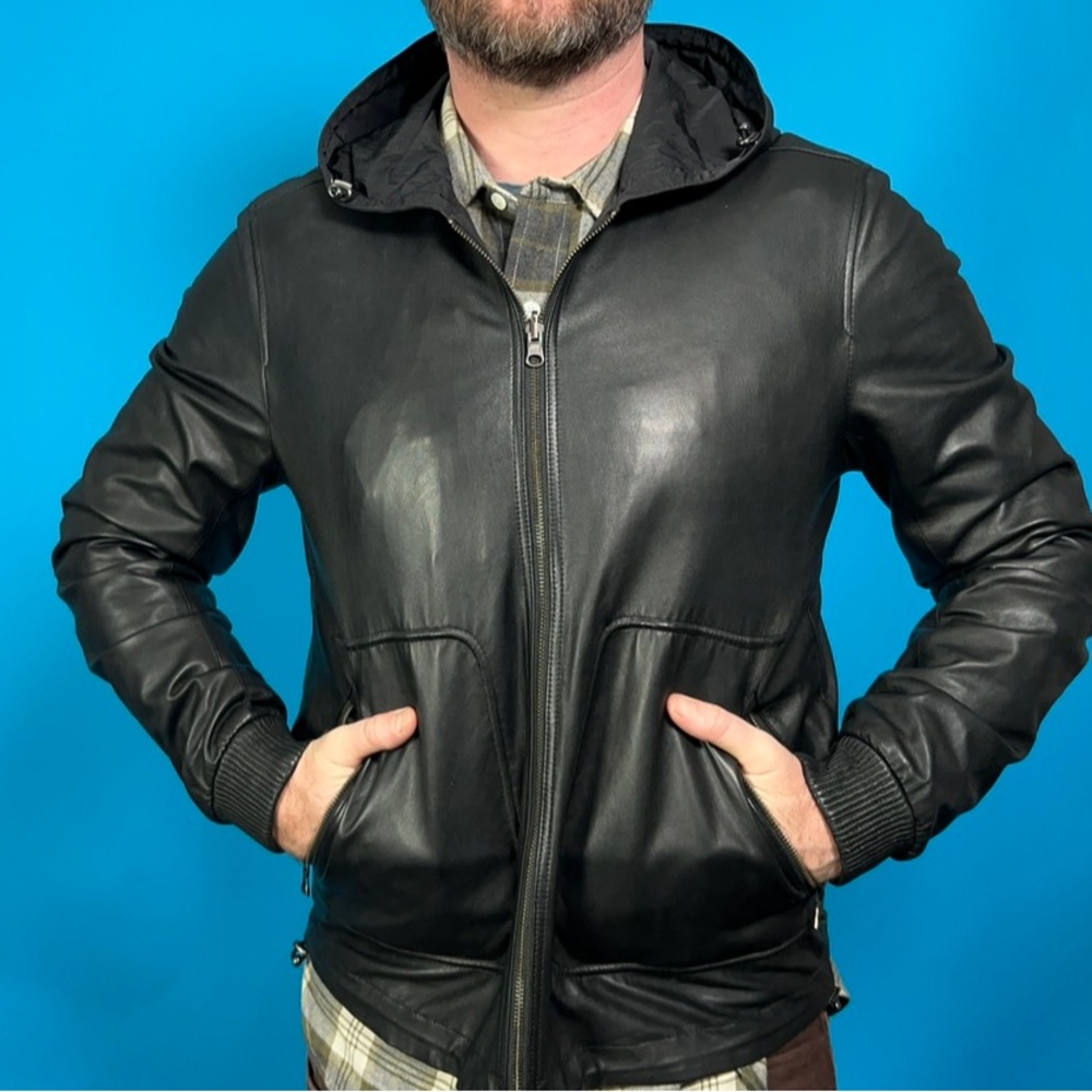 Vince black reversible leather jacket medium